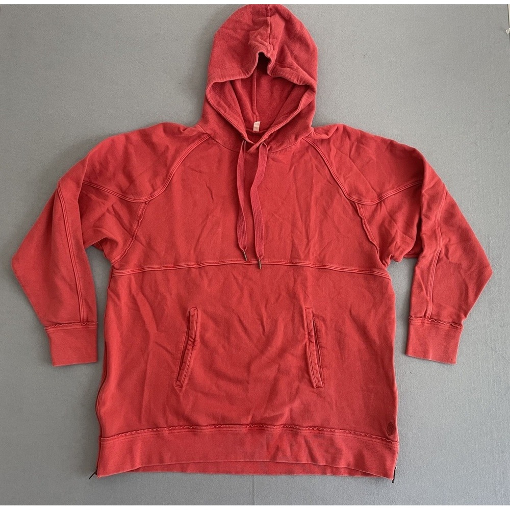 Free People Movement Women M Hoodie Oversized Red Zip Side Lounge Christmas Cozy